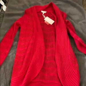 Red cardigan